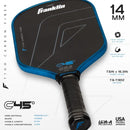 Franklin C45 Carbon Fibre 14mm Hybrid Pickleball Paddle - Blue