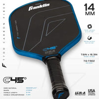 Franklin C45 Carbon Fibre 14mm Hybrid Pickleball Paddle - Blue